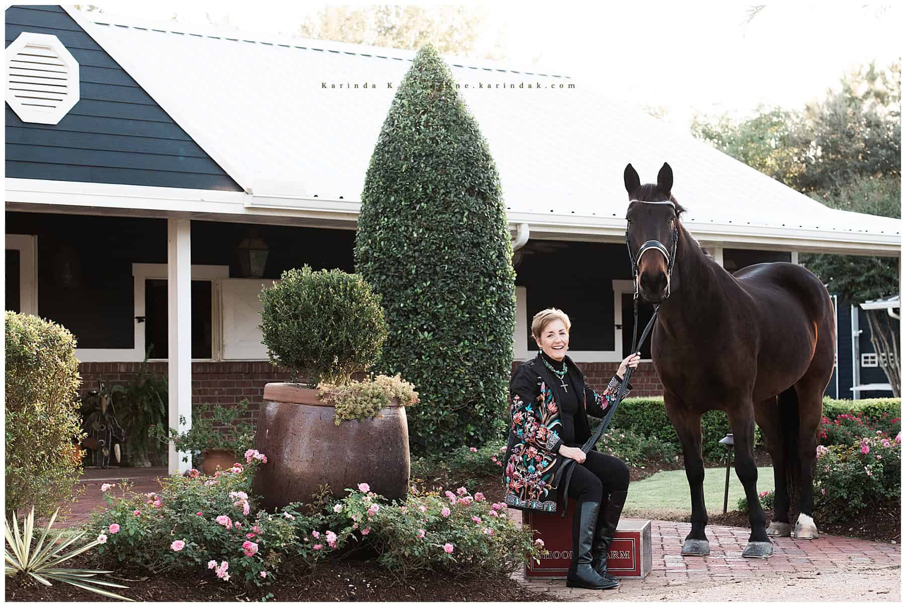 horse and senior rider outdoor portraits