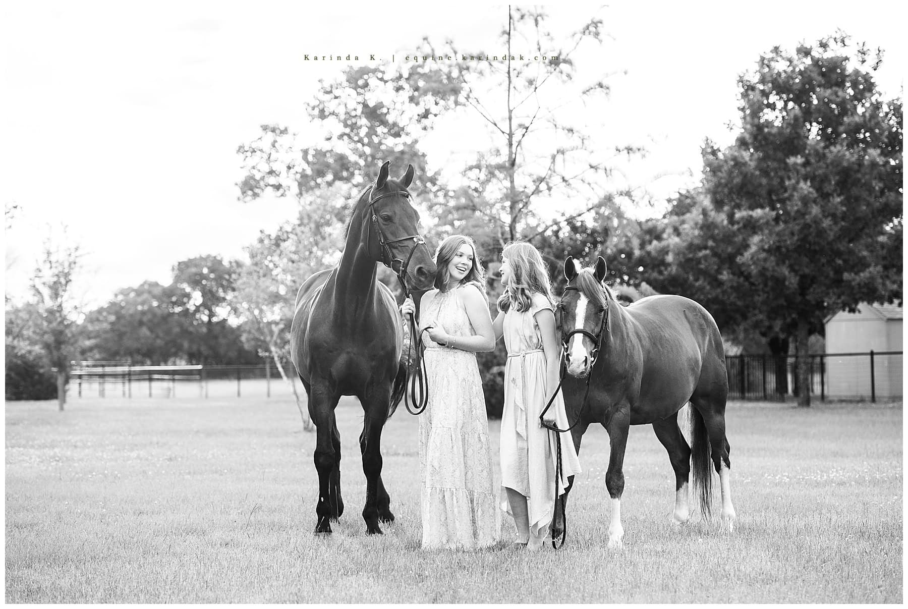 black and white horse and rider portraits