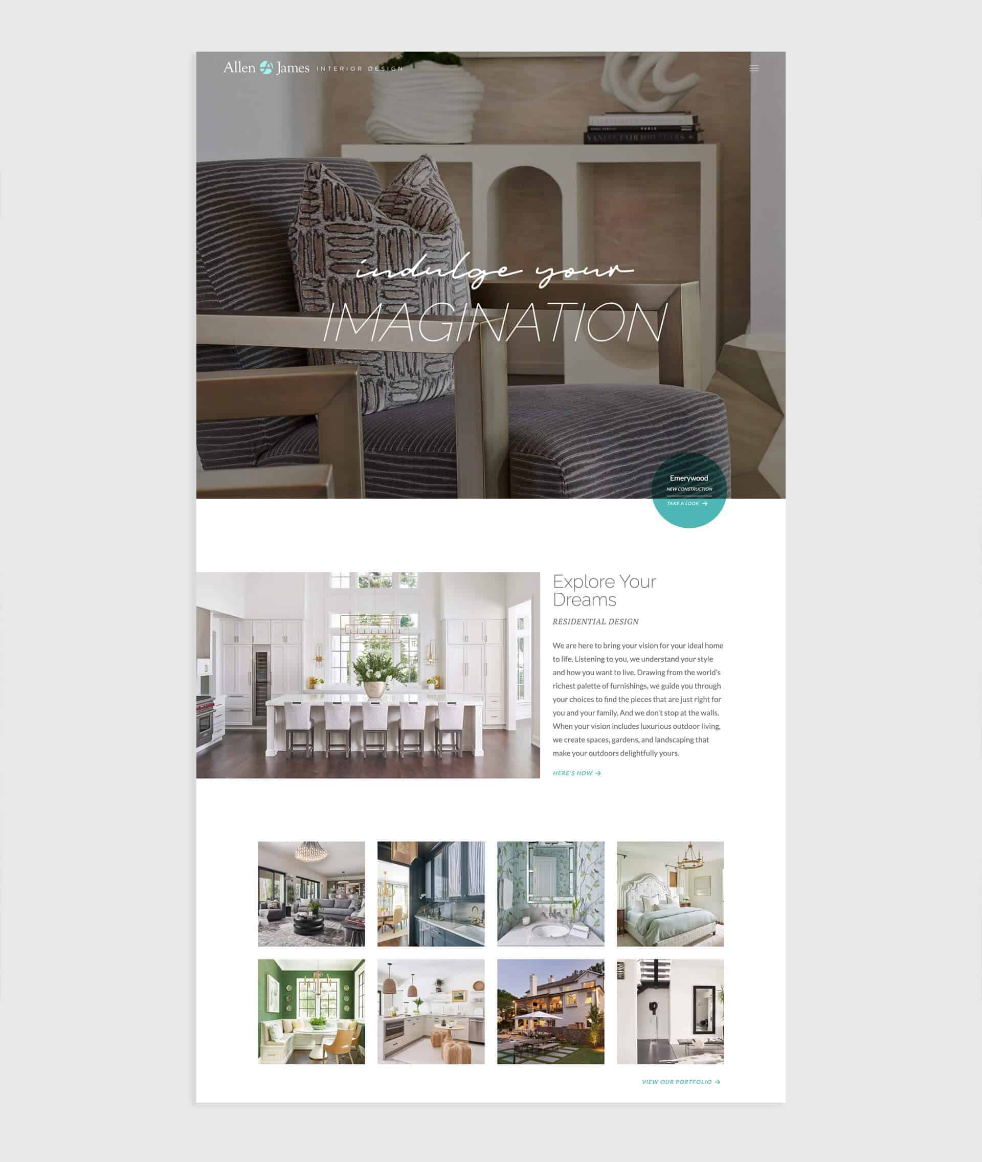 Allen and James homepage layout