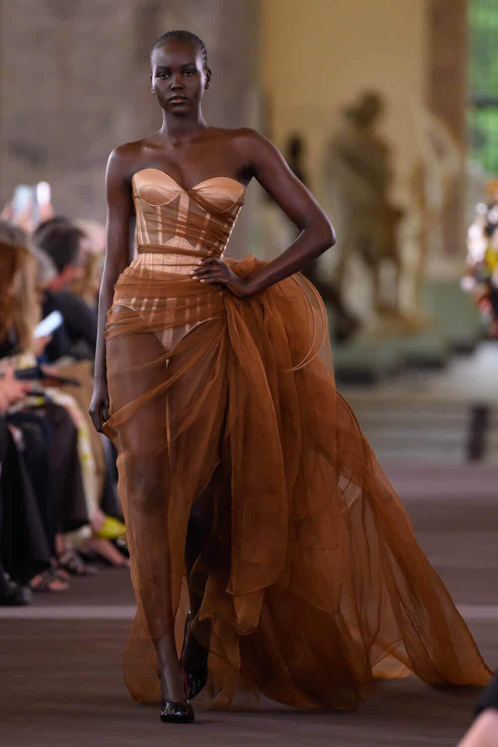 schiaparelli brown dress Schiaparelli | Evening dress | French
