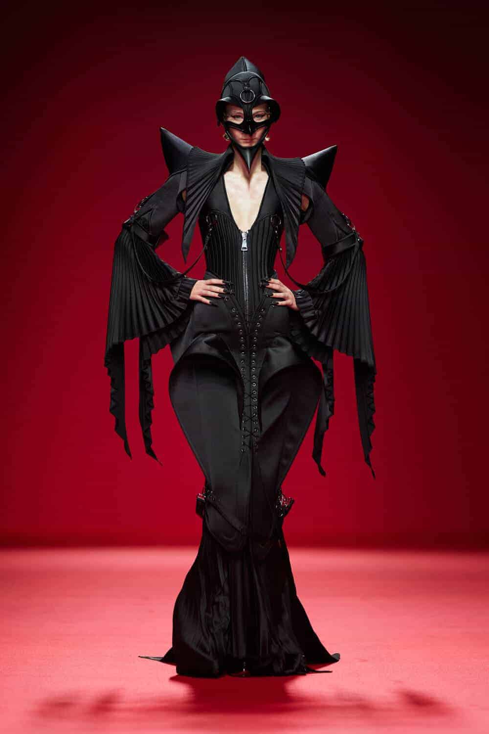 blood dress runway Robert Wun SS24 Couture Blood stain dress made from crystals, #alaia #alaa  #fashion#couture#fashion#style#model#runway#robertwun#schiaparelli  #ss24#fendi#valentino