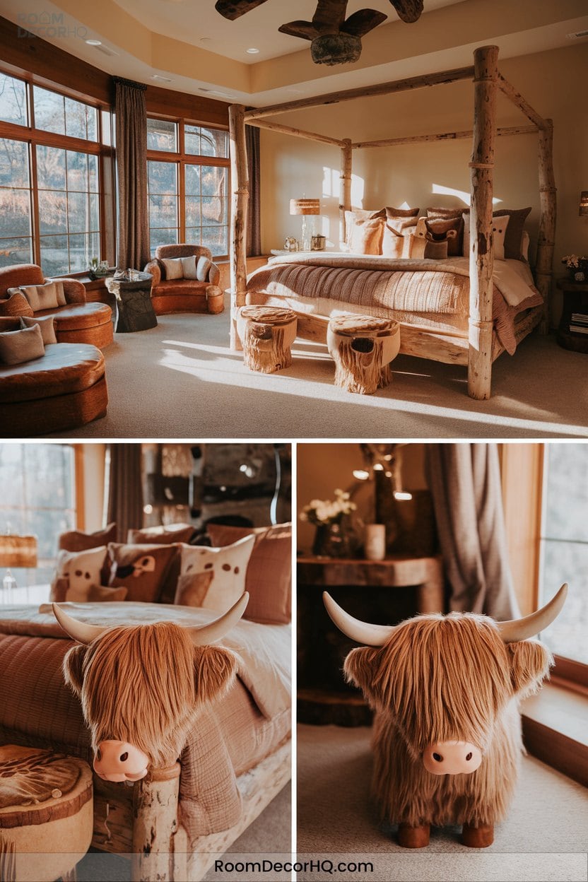 7 Whimsical Highland Cow Decor Ideas For Quirky Master Bedrooms