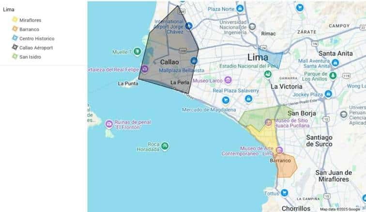 Carte quartier Lima où dormir ?