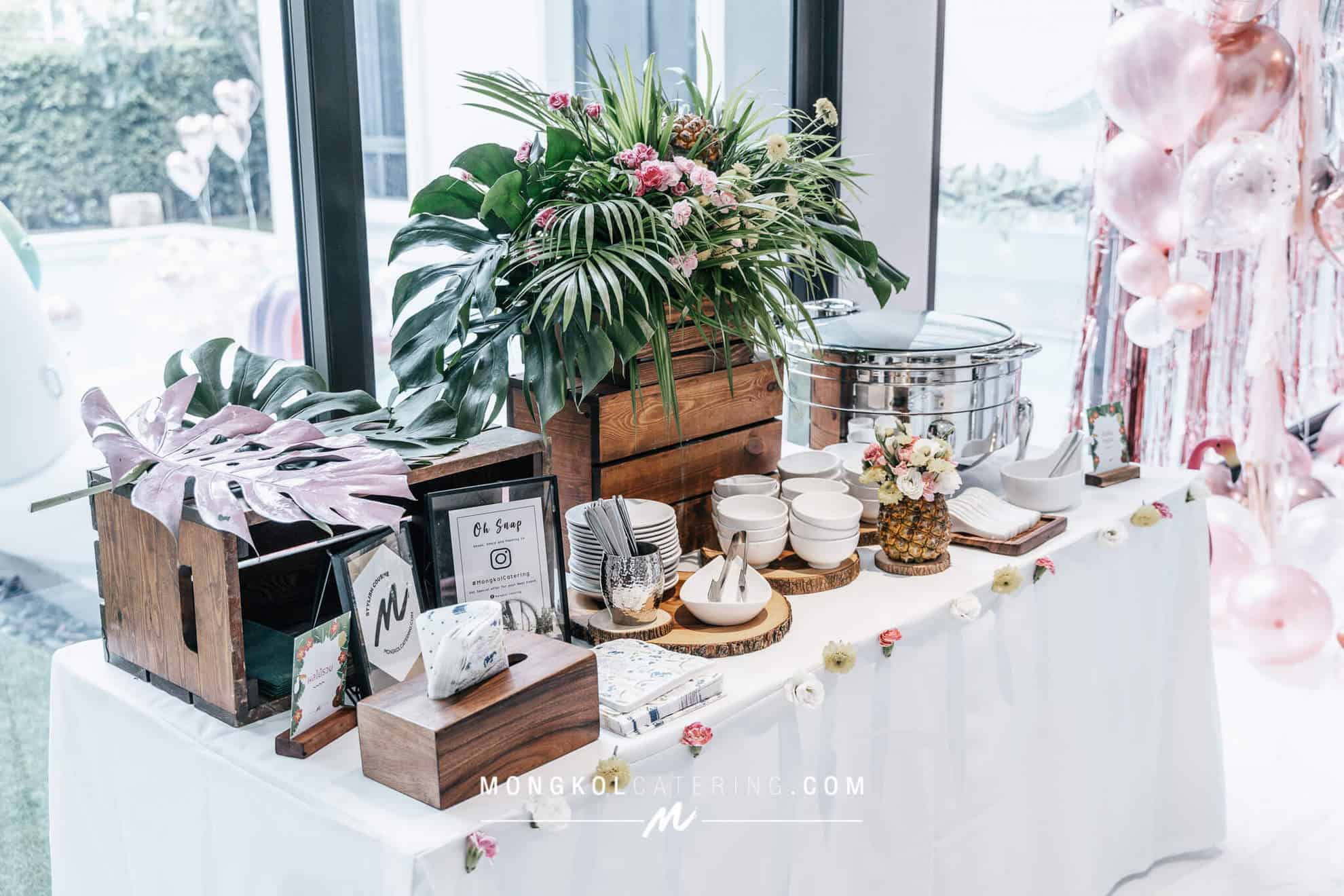 จัดเลี้ยงงานวันเกิด ตีมฮาวาย ฟลามิงโก้ สีชมพู