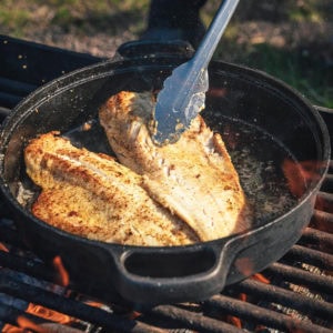 cooking fish over fire