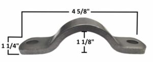 Clamp for 2-inch tubing with mounting holes, durable metal construction.