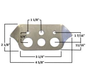 All Season Innovations multi-use mounting tab with precise measurements.
