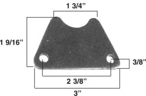 Front axle bracket with detailed measurements for automotive repair.