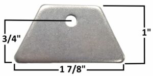 Metal body tab with precise dimensions for HVAC applications.