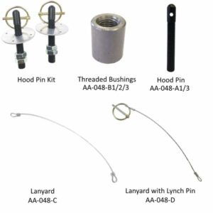 AA-048 Hood Pin, Threaded Bushing, Lanyard