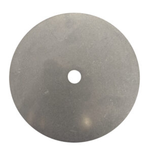 Steel spring shim with 5-inch diameter and 1/8-inch thickness.