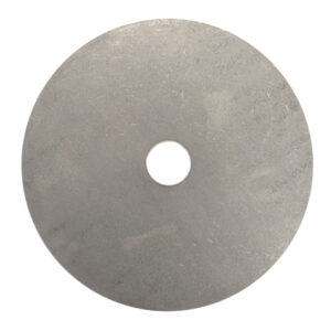 Steel spring shim disc for HVAC and door hardware applications.