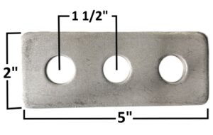 Metal mount plate with three holes for vehicle suspension.