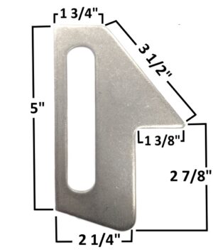 Heavy-duty trailing arm bracket with precise measurements for vehicle suspension.