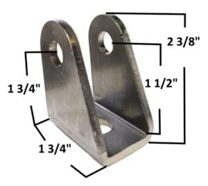 Stainless steel mounting bracket with precise dimensions for industrial applications.