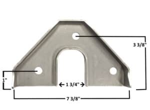 Heavy-duty rack bracket with precise measurements for industrial use.
