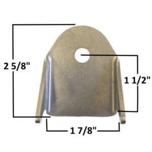 Universal mounting bracket for 1-inch tubing with precise measurements.