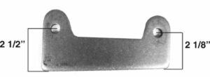 A-arm mounting plate with precise measurements for vehicle suspension.