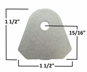Steel body tab with 3/16 inch hole for industrial applications.