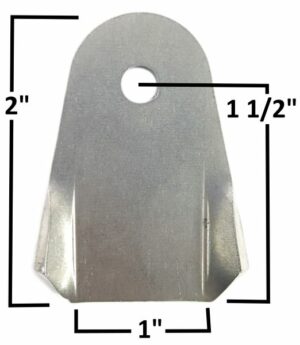 Steel body tab with 1/8" thickness and 1/4" hole for mounting.