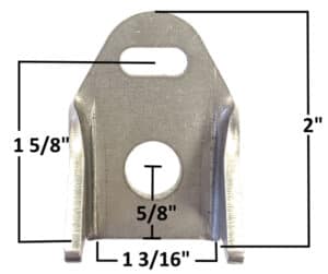 AA-598-E Chassis Tab, 1/4" x 5/8" Horizontal Slot, Fits 1 1/4" Tubing