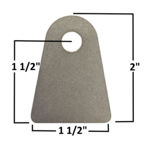 Steel chassis tab with 1/8" hole for automotive or industrial use.