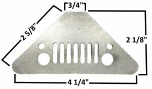 Stainless steel grill gusset with measurements for BBQ accessories.