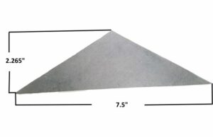 Steel gusset plate for go-kart frame, 1/8" thick, 7.5" long, 2.265" height.