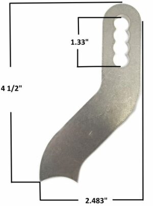 All Season Innovations steering arm with serrated holes for heavy-duty use.