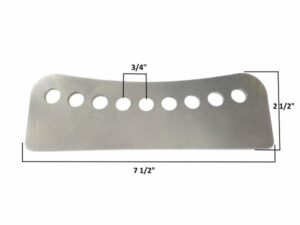 Steel trailing arm bracket with multiple holes for vehicle suspension.