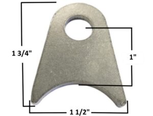 AA-597-C Radius Tab, 1/2" hole, Fits 1 1/2" Tubing