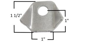 Steel Trick Tab with 1/8" hole and 1 1/2" width for HVAC applications.