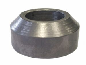 Steel tapered spacer bushing with 3/4" inner diameter and 1 1/4" outer diameter.