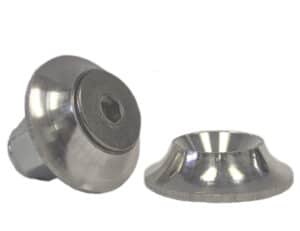 Stainless steel countersunk body washers for 3/8" flat head screws.