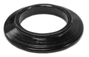 Black zinc plated tapered spacer bushing for industrial use.