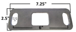 Durable steel mounting bracket with slots, 7.25-inch length, ideal for rugged industrial use.