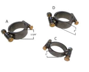 1. Heavy-duty pipe clamp with adjustable bolts for industrial applications.