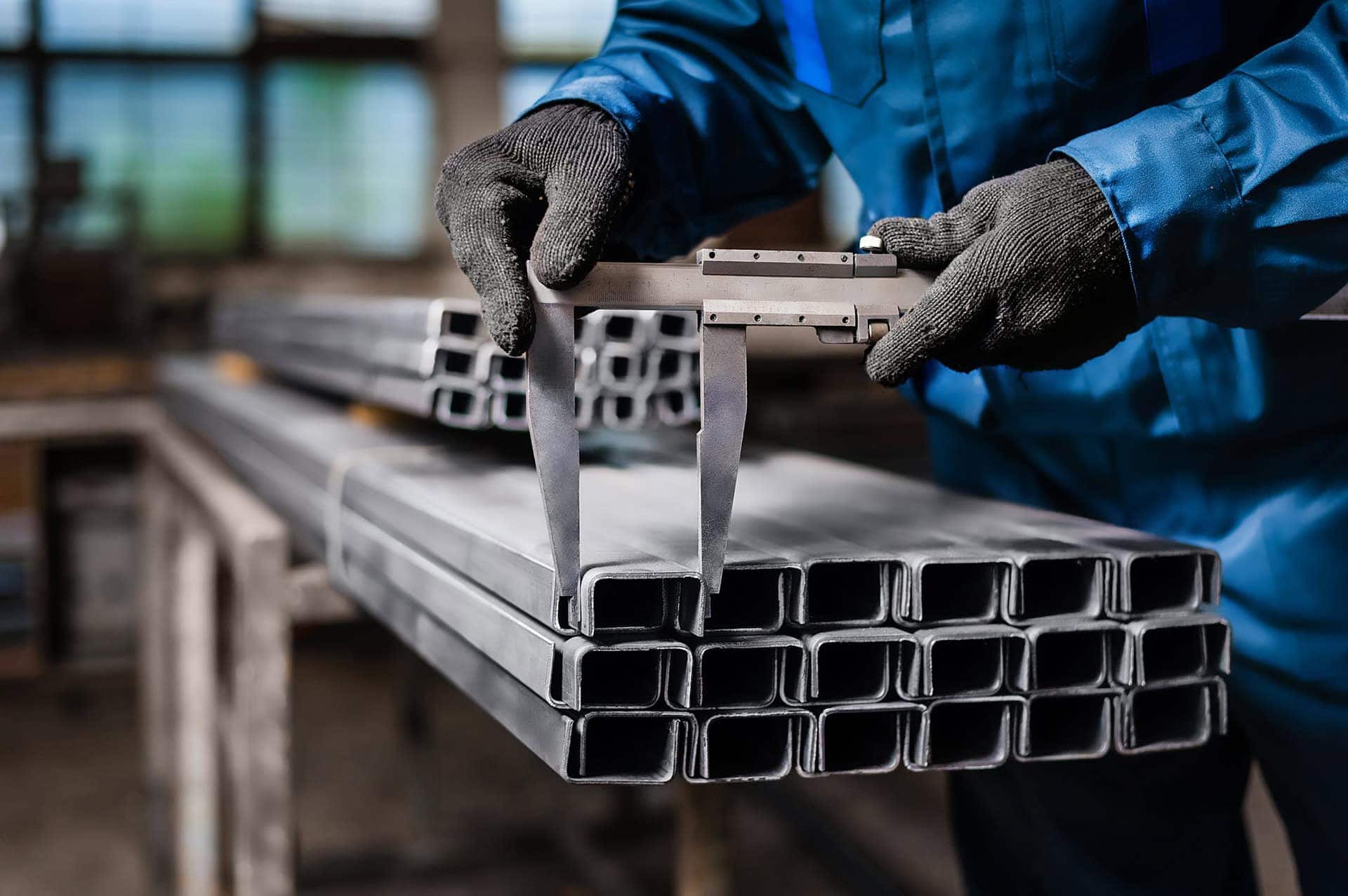Industrial metal fabrication and quality control in manufacturing processes.