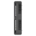The Aerovex Systems Dual Core Wall Mount Air Purifier is shown from above, featuring a tall, slim, rectangular gray design with vertical black vents on the front and control buttons behind the protective grill near the bottom. Read more at Aerovex Systems (aerovexsystems.com)