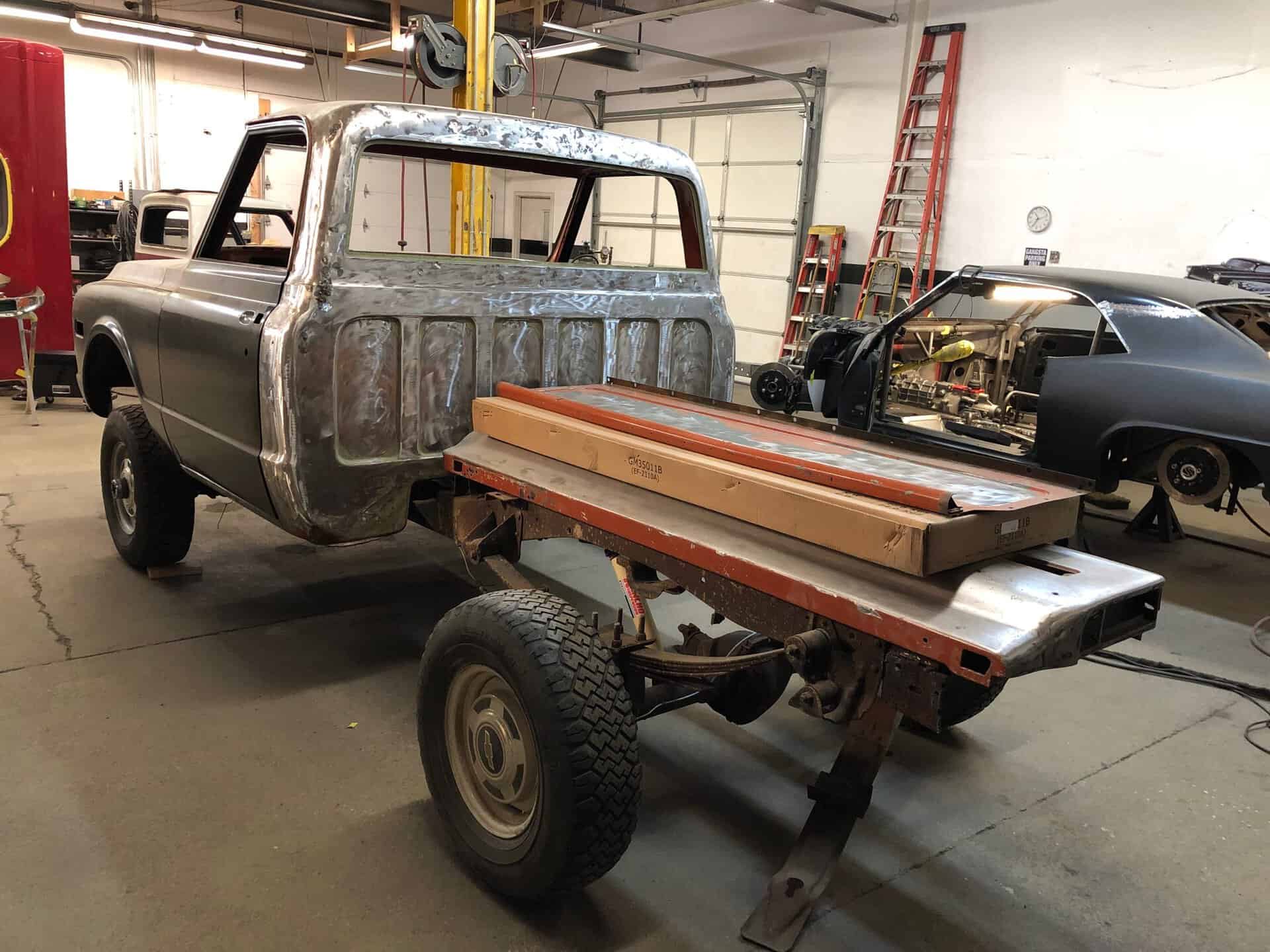 1969 Chevrolet K20 pickup truck in restoration process at All Speed Customs.