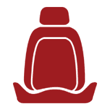 Red car seat cover for protection and comfort in all seasons.