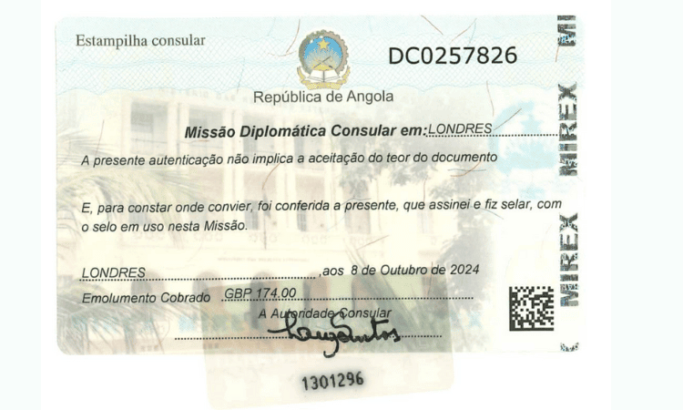 Angola Embassy Attestation Stamp