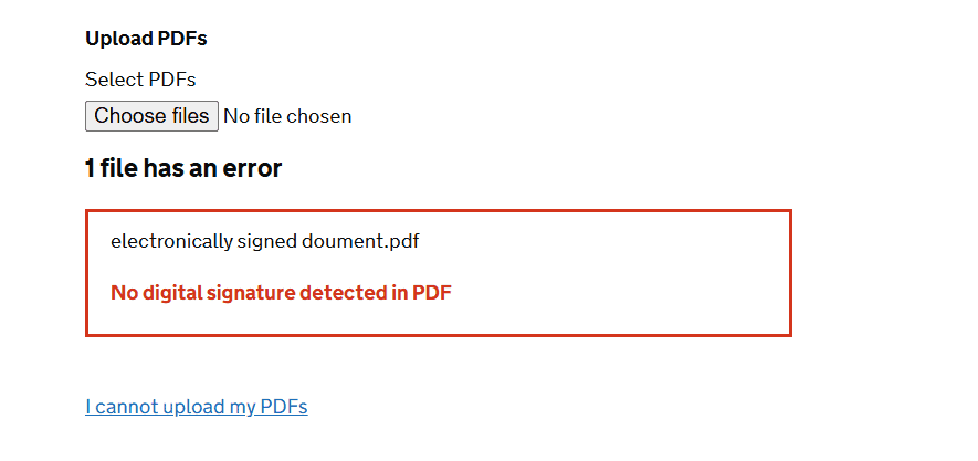 e-Signature issued incorrectly or missing