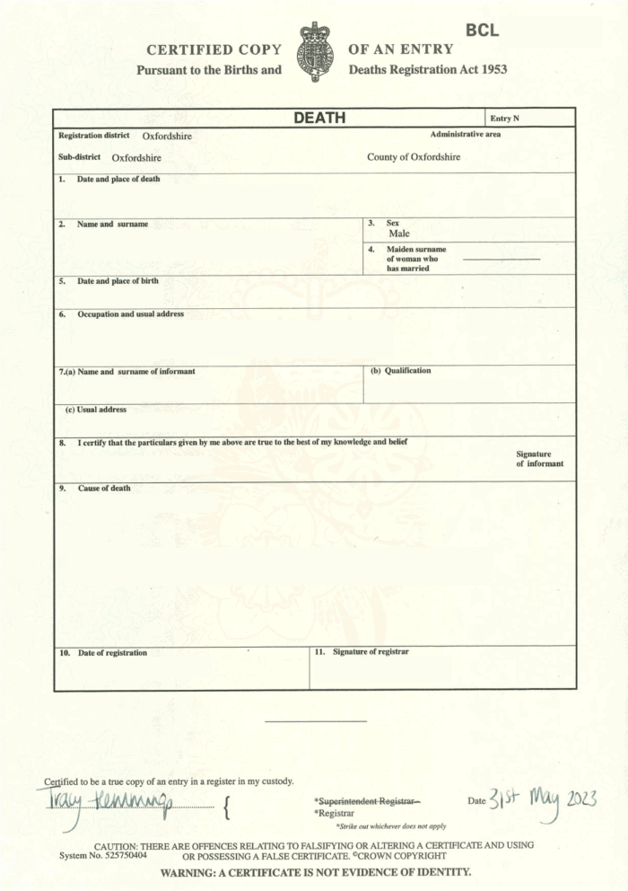 Apostille for Death Certificate