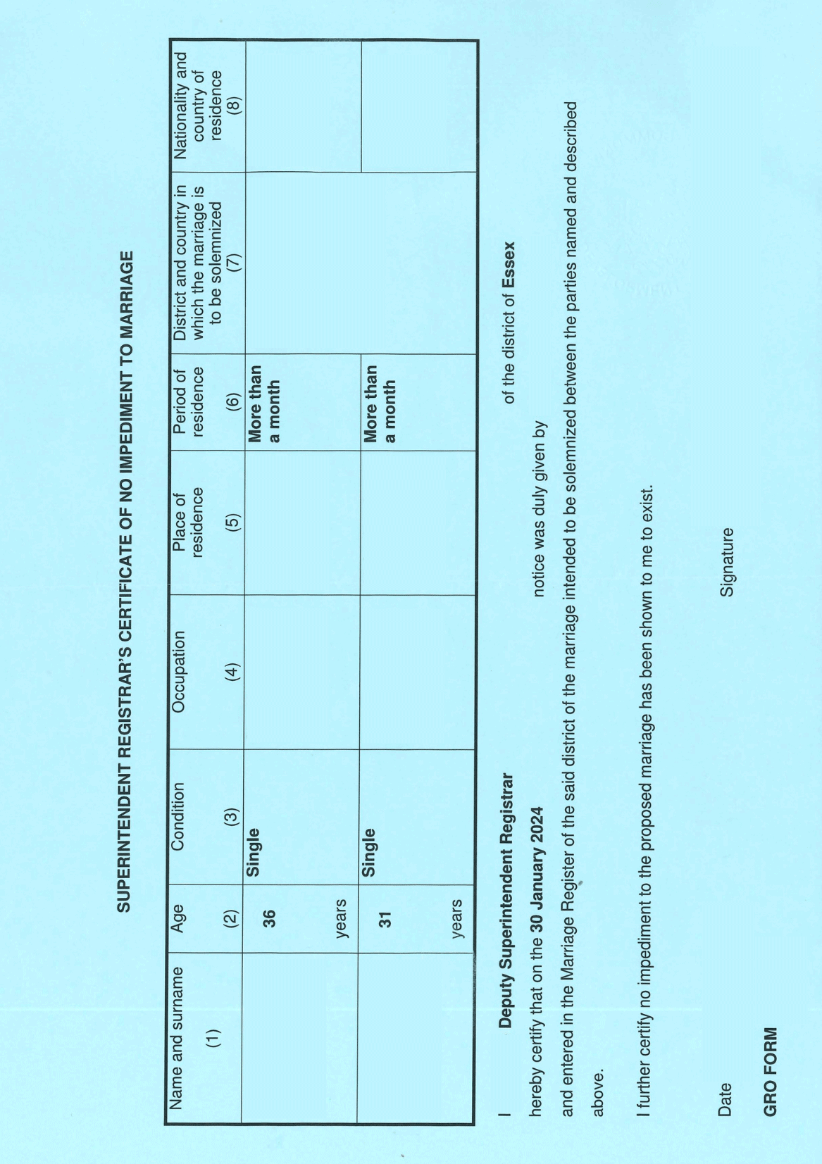 Apostille for a Certificate of no impediment (CNI)