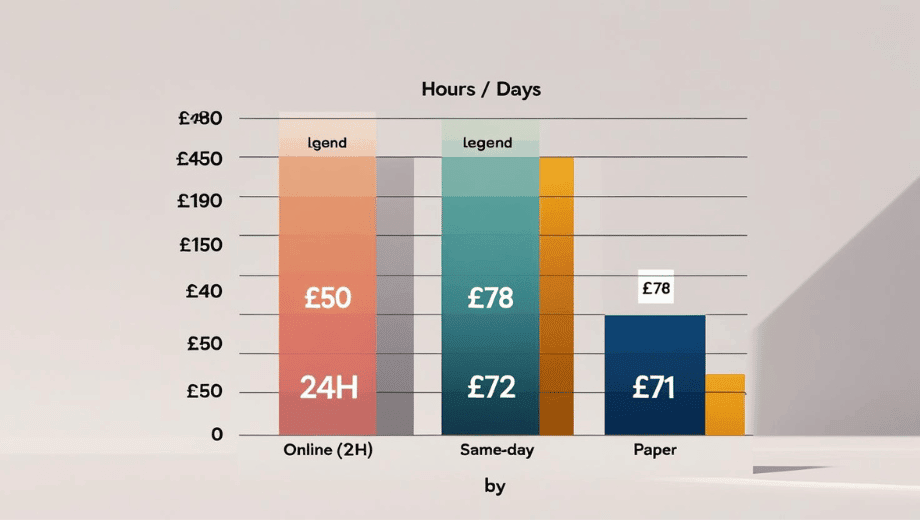 Bar chart showing UK incorporation processing times and fees.