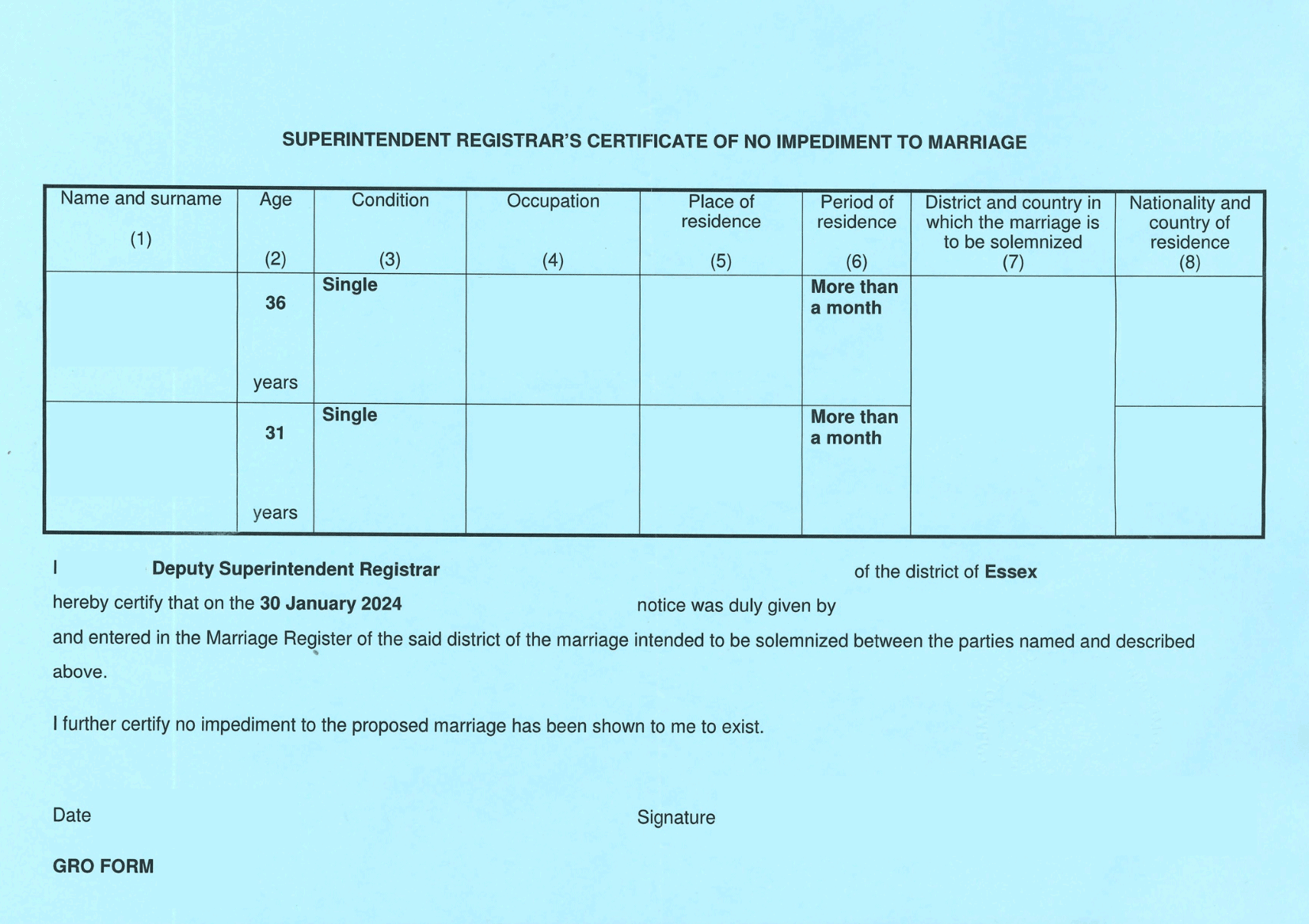 Certificate of no impediment (CNI Example)