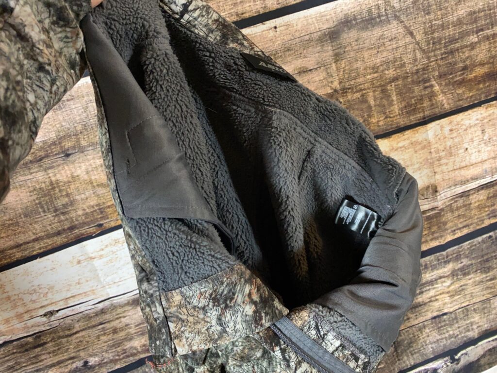 Sherpa fleece lining in the Asio Sherpa-Lined Pants I wore for the Asio Gear Mid-Season Bow Hunting Clothing Review.