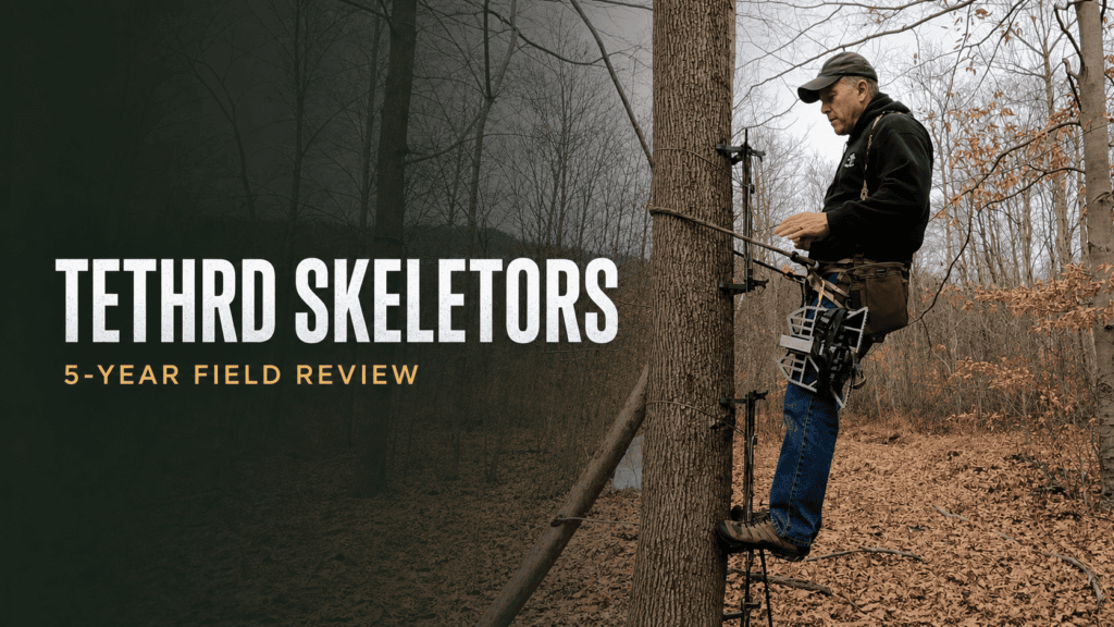 Mike using his original Tethrd Skeletor climbing sticks during a five-year field review