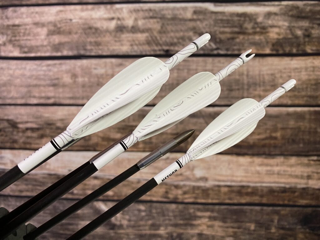 605 Grain arrows with a right helical fletch
